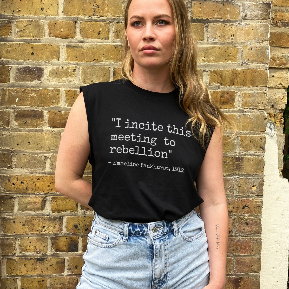 I Incite This Meeting To Rebellion Sleeveless T-Shirt-Feminist Apparel, Feminist Clothing, Feminist Sleeveless T Shirt, EP01S-The Spark Company