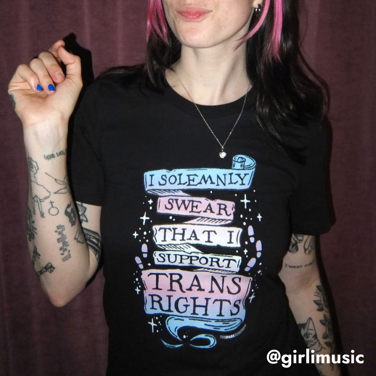 I Solemnly Swear That I Support Trans Rights T-Shirt-LGBT Apparel, LGBT Clothing, LGBT T Shirt, BC3001-The Spark Company