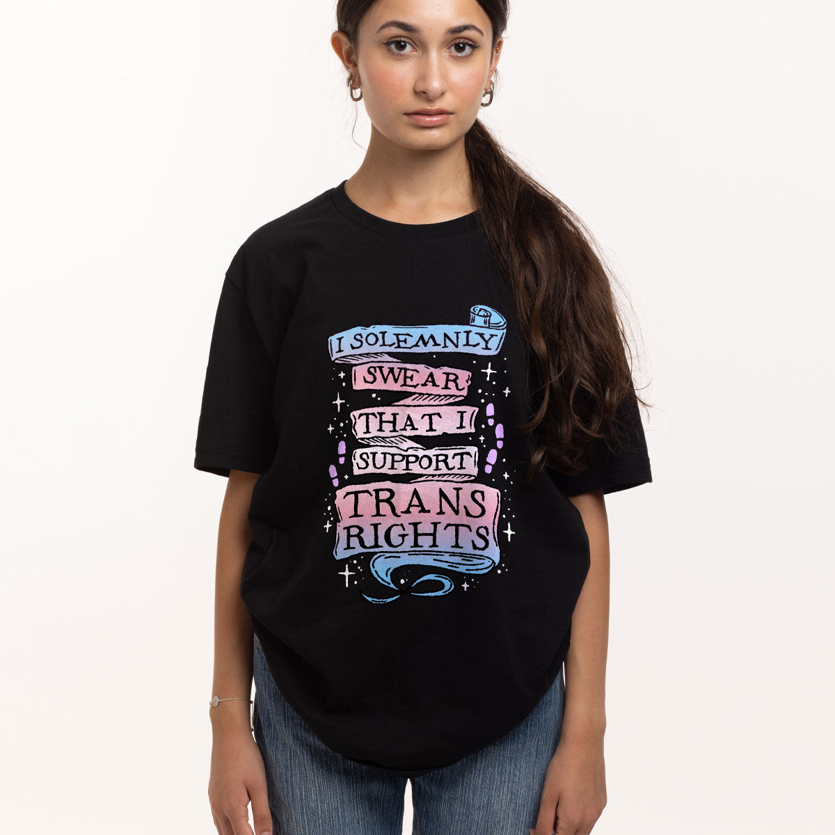 I Solemnly Swear That I Support Trans Rights T-Shirt-LGBT Apparel, LGBT Clothing, LGBT T Shirt, BC3001-The Spark Company