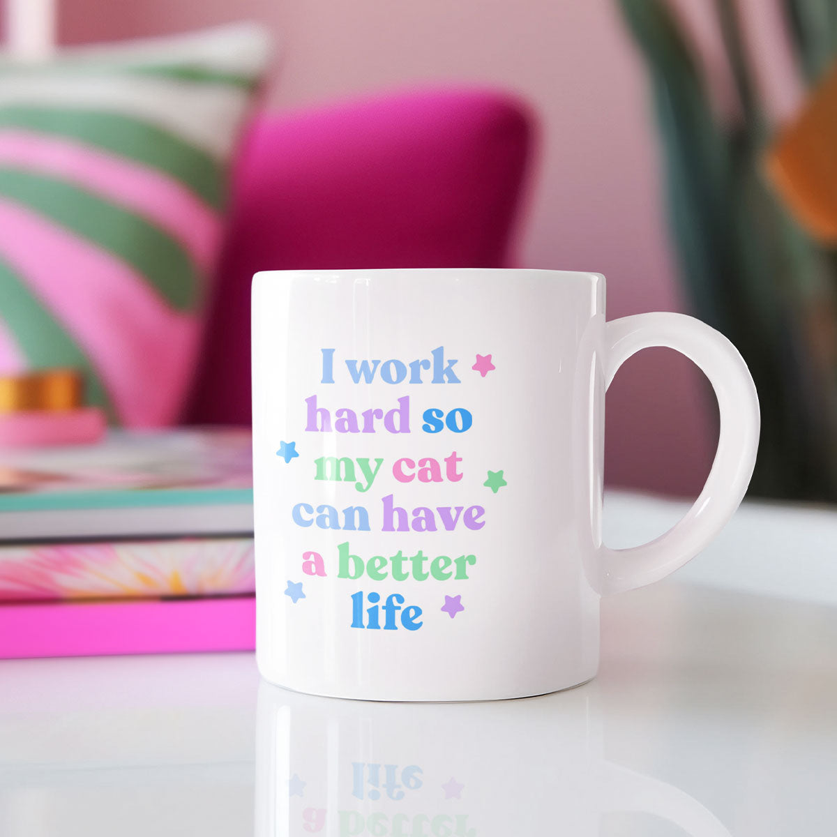 I Work Hard So My Cat Can Have A Better Life Mug-Feminist Apparel, Feminist Gift, Feminist Coffee Mug, 11oz White Ceramic-The Spark Company