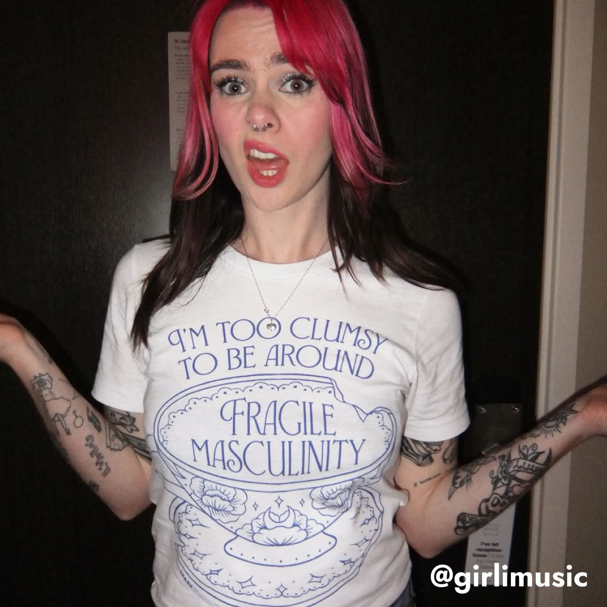 I'm Too Clumsy To Be Around Fragile Masculinity T-Shirt-Feminist Apparel, Feminist Clothing, Feminist T Shirt, BC3001-The Spark Company