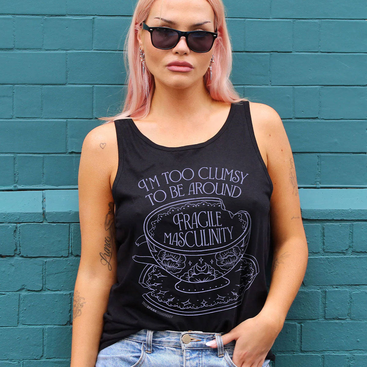 I'm Too Clumsy To Be Around Fragile Masculinity Tank Top-Feminist Apparel, Feminist Clothing, Feminist Tank, 03980-The Spark Company