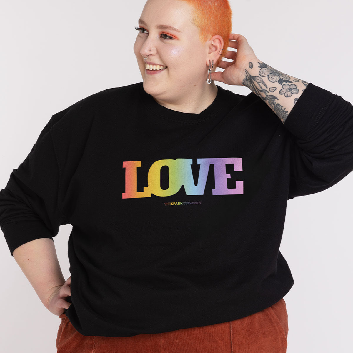LOVE Rainbow Sweatshirt-LGBT Apparel, LGBT Clothing, LGBT Sweatshirt, JH030-The Spark Company