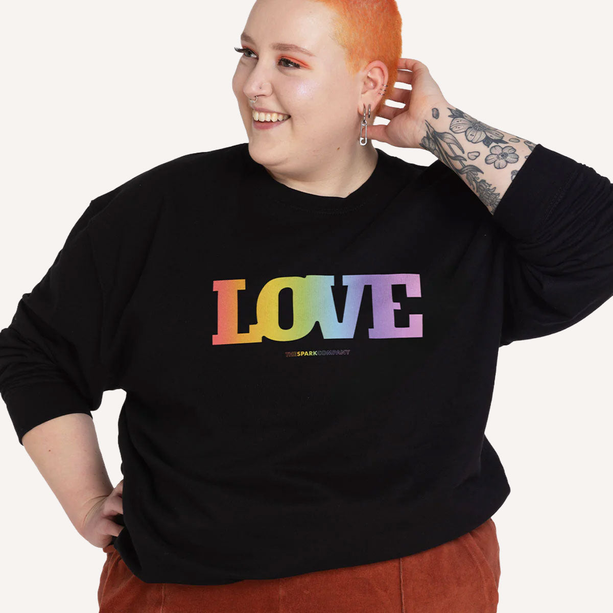 LOVE Rainbow Sweatshirt-LGBT Apparel, LGBT Clothing, LGBT Sweatshirt, JH030-The Spark Company
