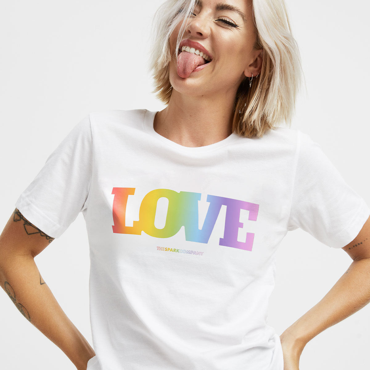 LOVE Rainbow T-Shirt-LGBT Apparel, LGBT Clothing, LGBT T Shirt, BC3001-The Spark Company