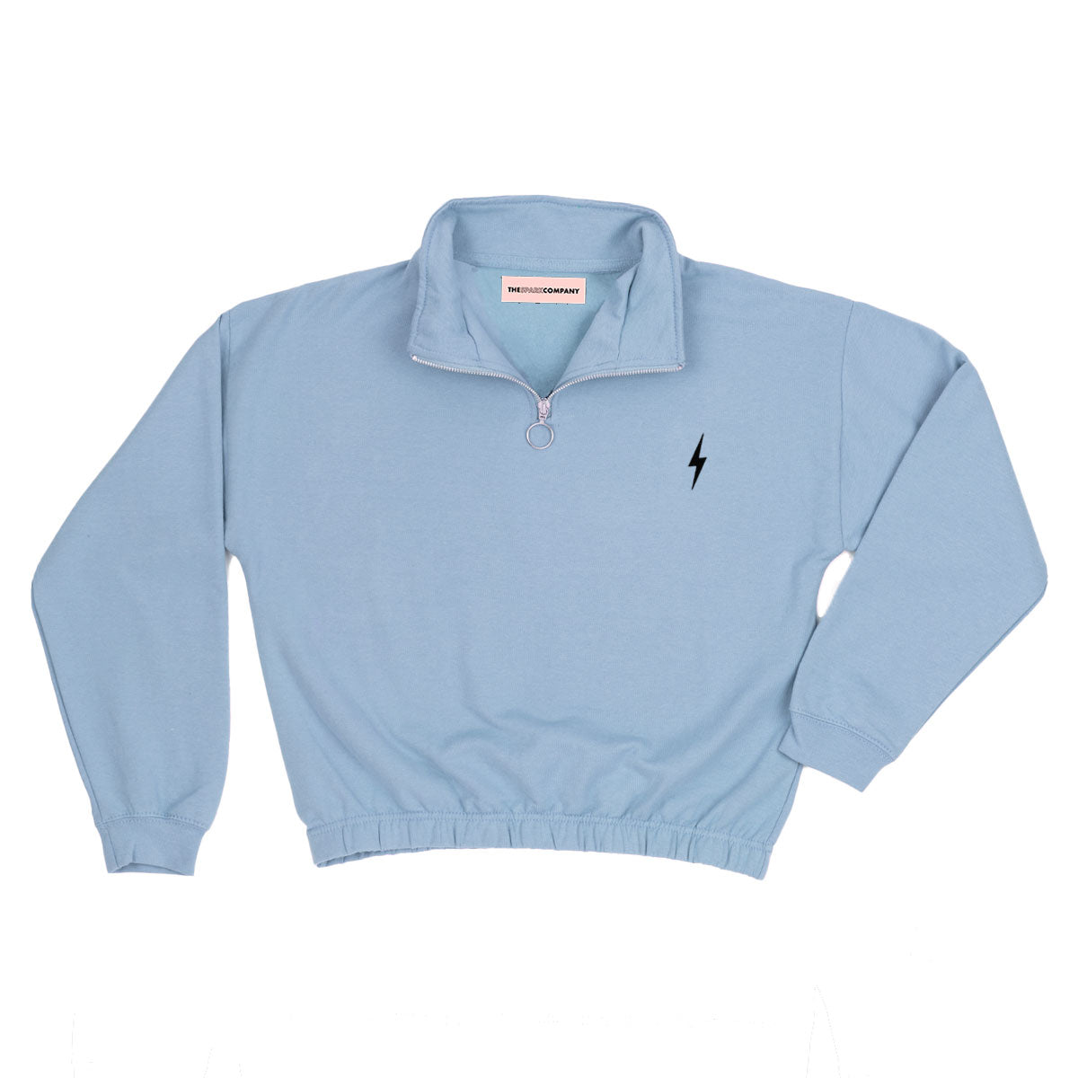 Lightning Embroidered 1/4 Zip Crop Sweatshirt-Feminist Apparel, Feminist Clothing, Feminist Sweatshirt, JH037-The Spark Company