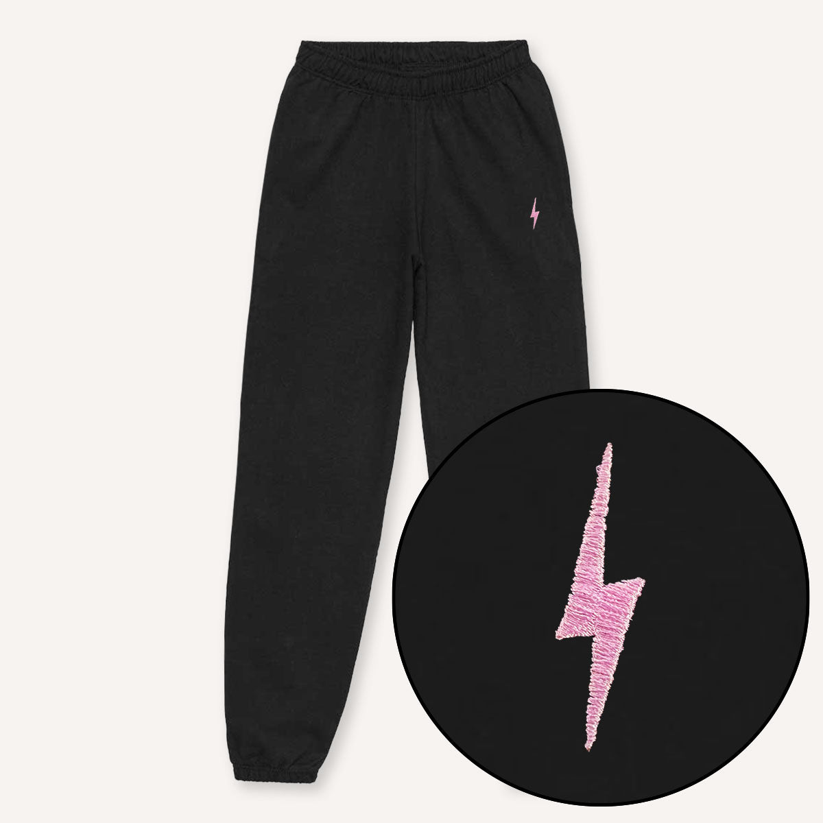 Lightning Embroidery Detail Joggers-Feminist Apparel, Feminist Clothing, Feminist joggers, JH072-The Spark Company