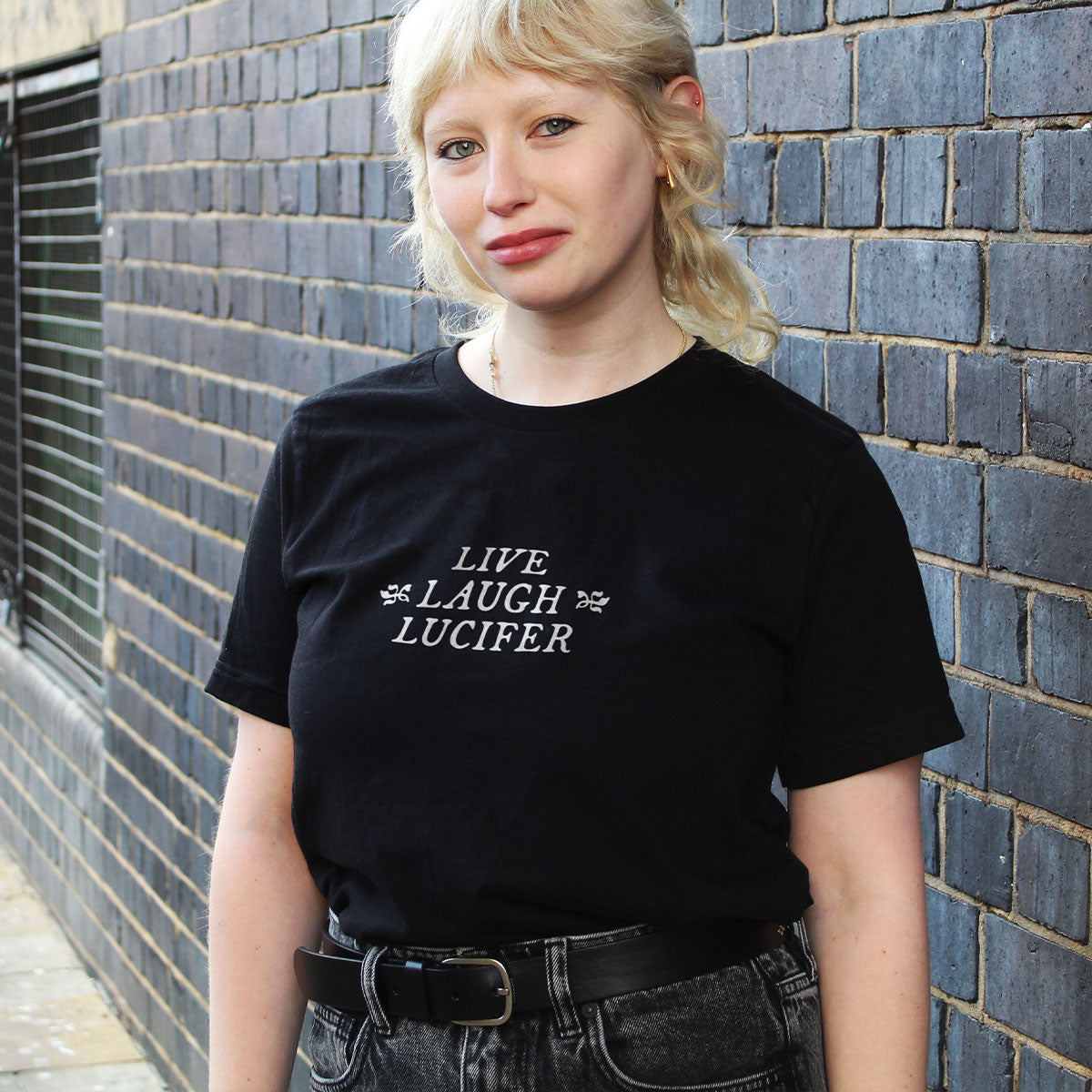 Live Laugh Lucifer T-Shirt-Feminist Apparel, Feminist Clothing, Feminist T Shirt, BC3001-The Spark Company