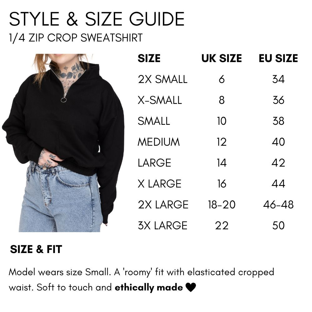 Logo Embroidered 1/4 Zip Crop Sweatshirt-Feminist Apparel, Feminist Clothing, Feminist Sweatshirt, JH037-The Spark Company