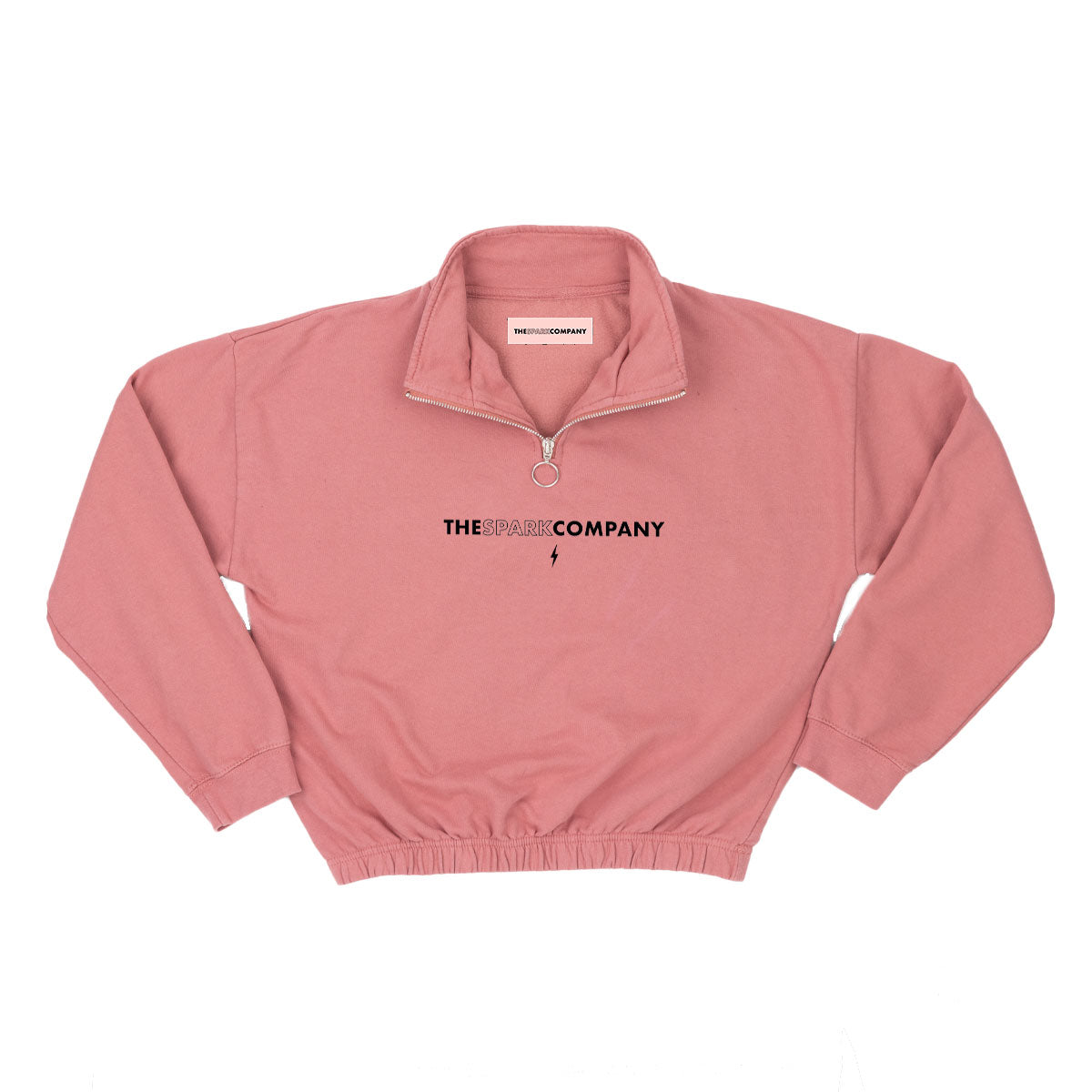 Logo Embroidered 1/4 Zip Crop Sweatshirt-Feminist Apparel, Feminist Clothing, Feminist Sweatshirt, JH037-The Spark Company