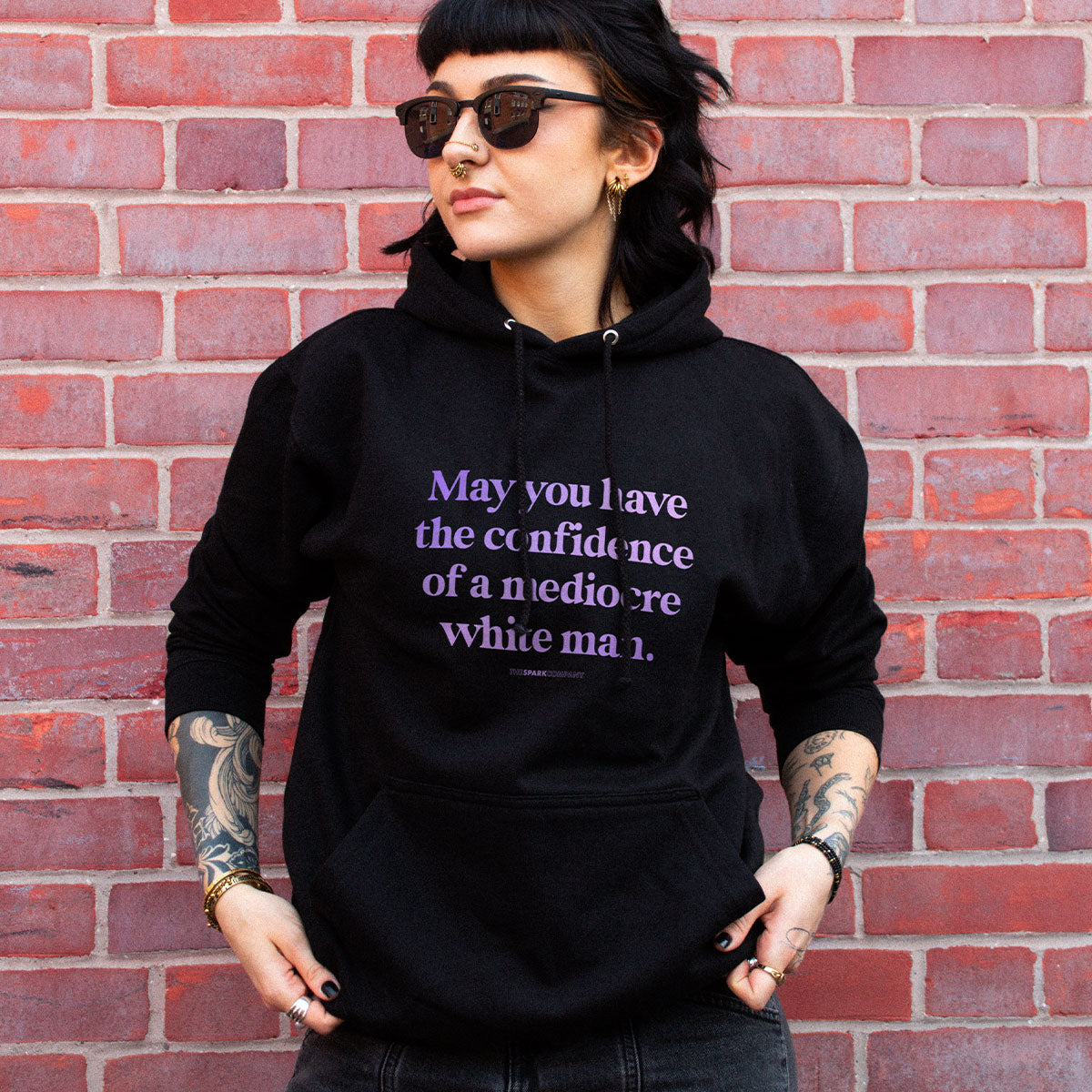 May You Have The Confidence Of A Mediocre White Man Hoodie-Feminist Apparel, Feminist Clothing, Feminist Hoodie, JH001-The Spark Company