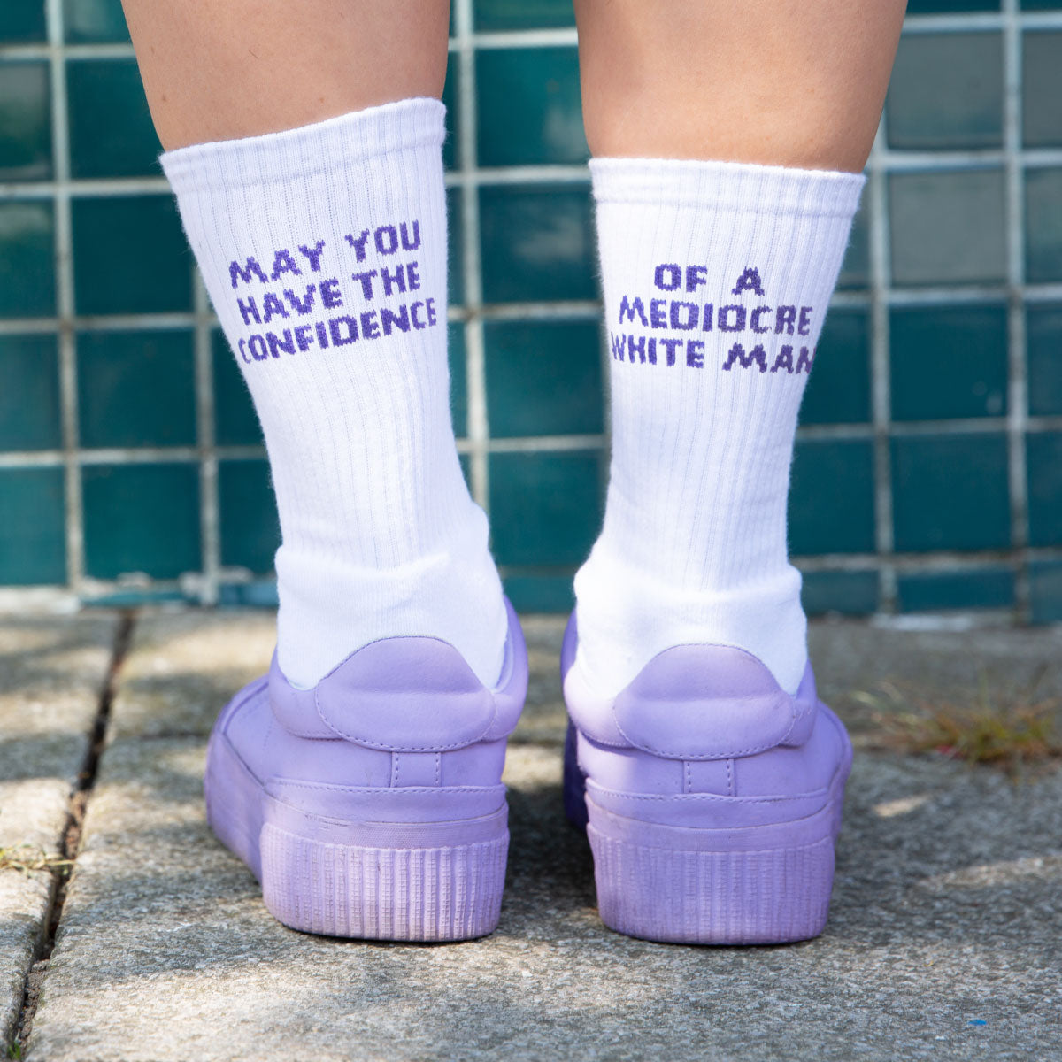 May You Have The Confidence Of A Mediocre White Man Socks-Feminist Apparel, Feminist Clothing, Feminist Socks-The Spark Company