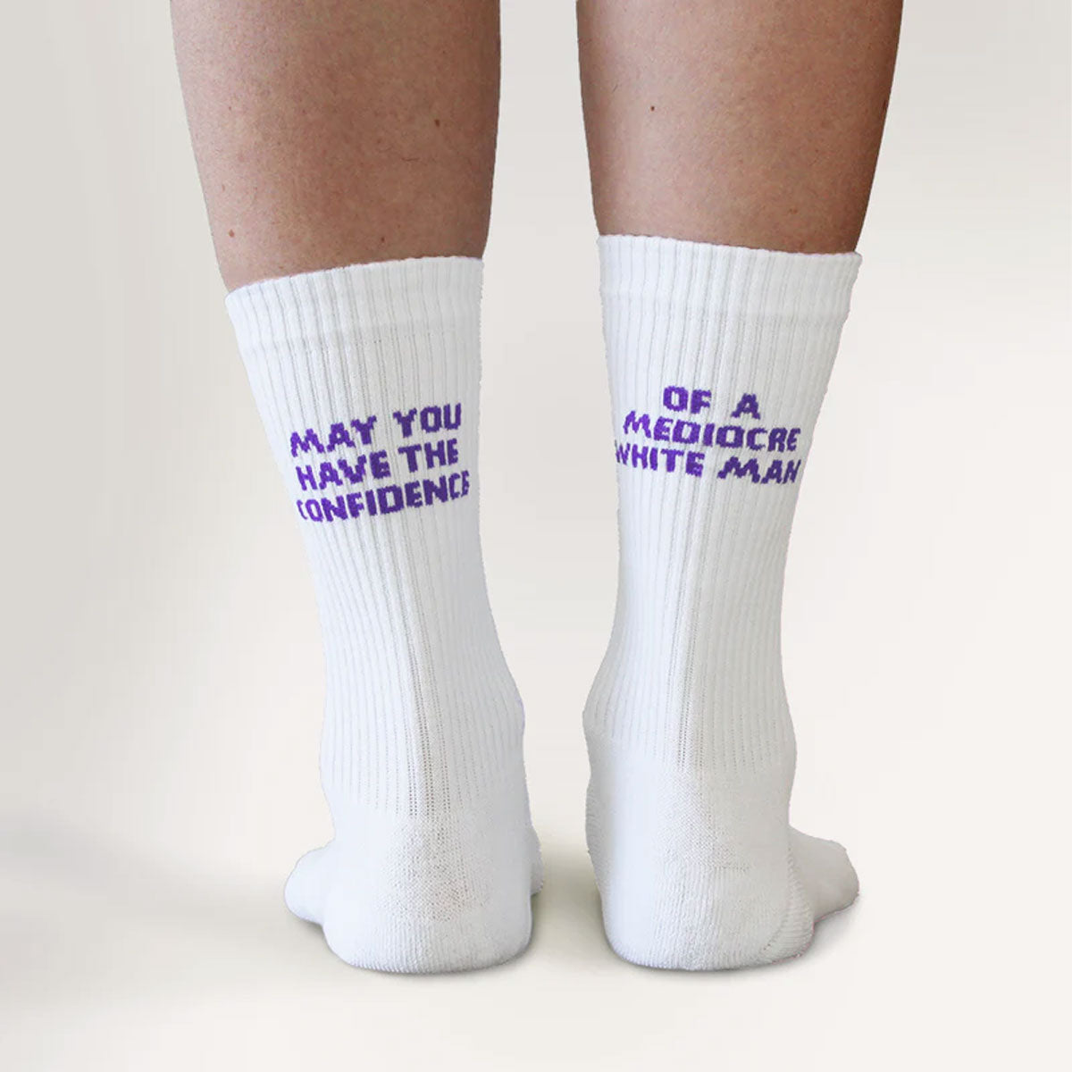 May You Have The Confidence Of A Mediocre White Man Socks-Feminist Apparel, Feminist Clothing, Feminist Socks-The Spark Company