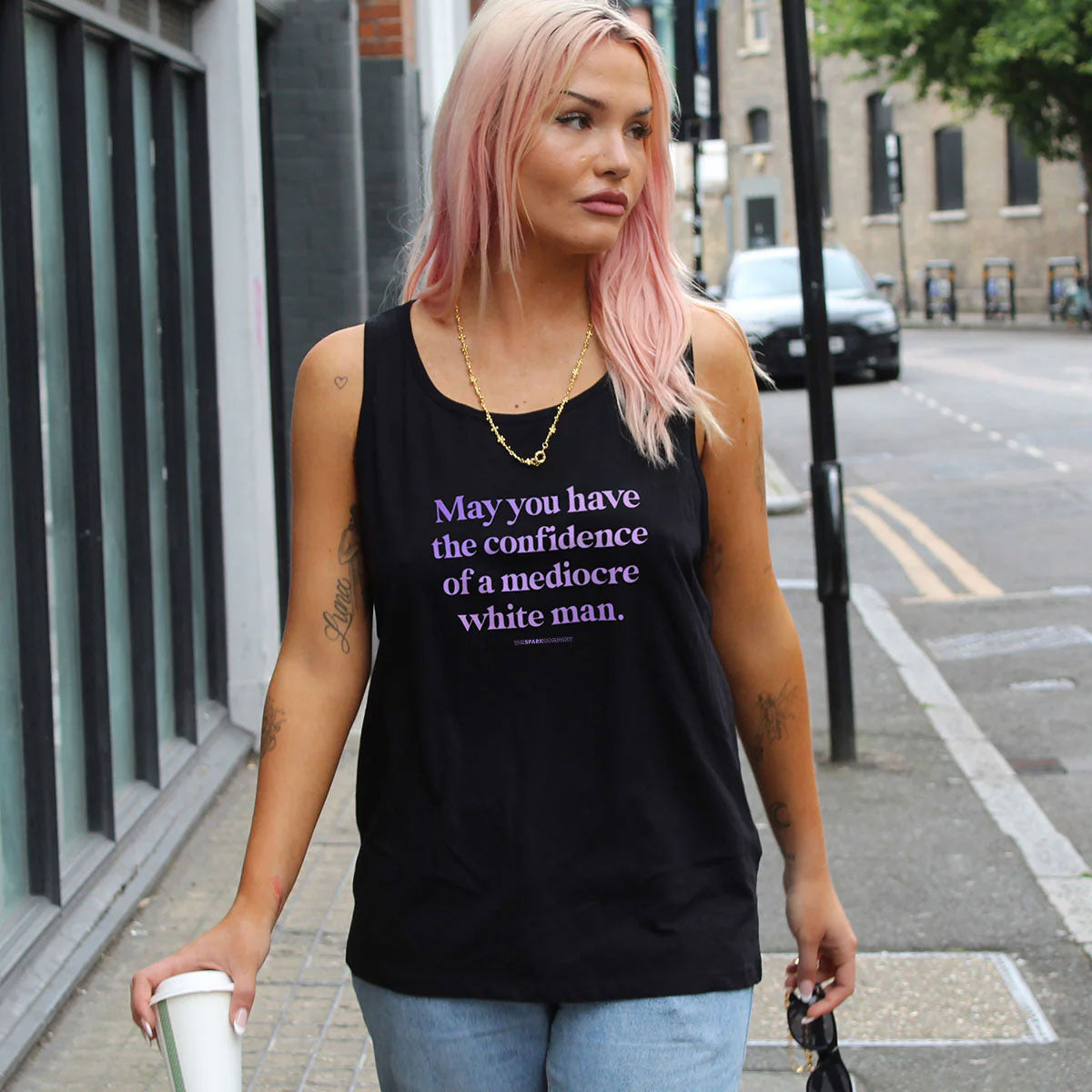 May You Have The Confidence Of A Mediocre White Man Tank Top-Feminist Apparel, Feminist Clothing, Feminist Tank, 03980-The Spark Company
