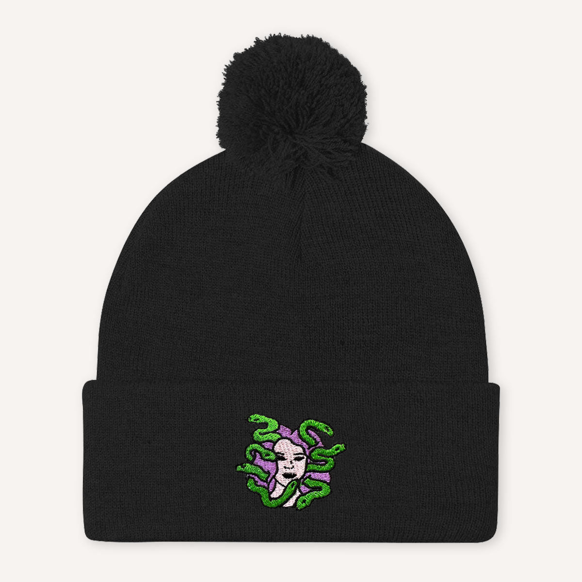 Medusa Embroidered Pom Pom Beanie Hat-Feminist Apparel, Feminist Gift, Feminist Beanie Hat BB426-The Spark Company
