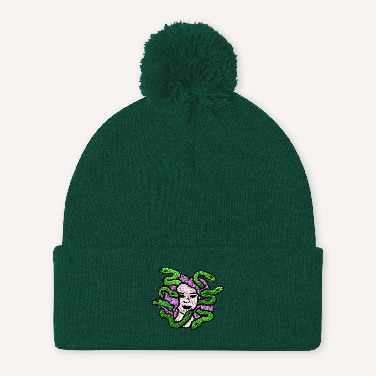 Medusa Embroidered Pom Pom Beanie Hat-Feminist Apparel, Feminist Gift, Feminist Beanie Hat BB426-The Spark Company