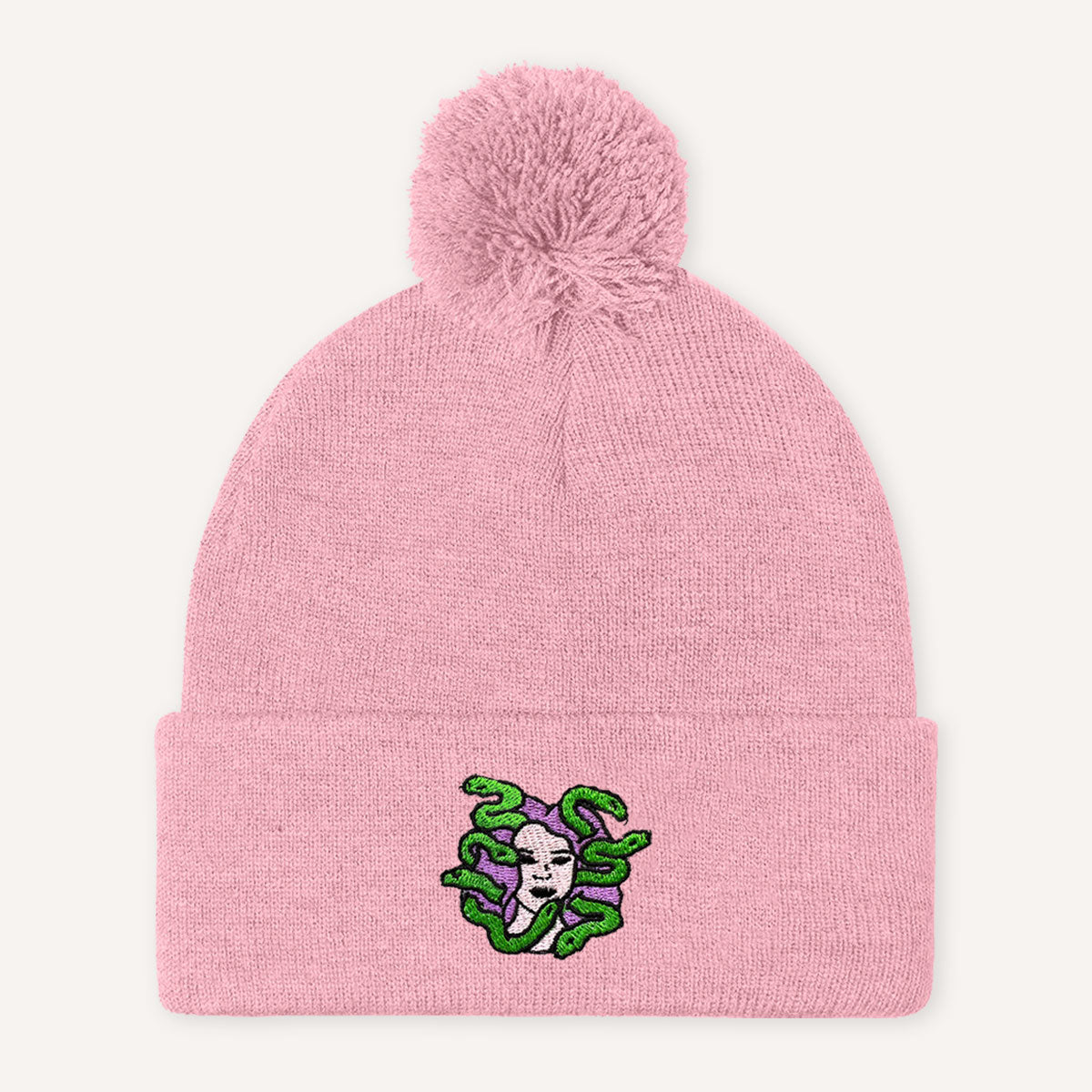 Medusa Embroidered Pom Pom Beanie Hat-Feminist Apparel, Feminist Gift, Feminist Beanie Hat BB426-The Spark Company