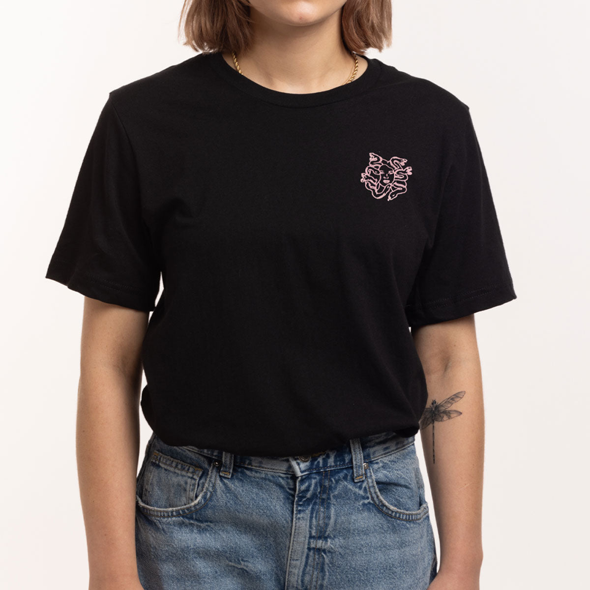 Medusa Embroidery Detail T-Shirt-Feminist Apparel, Feminist Clothing, Feminist T Shirt, BC3001-The Spark Company