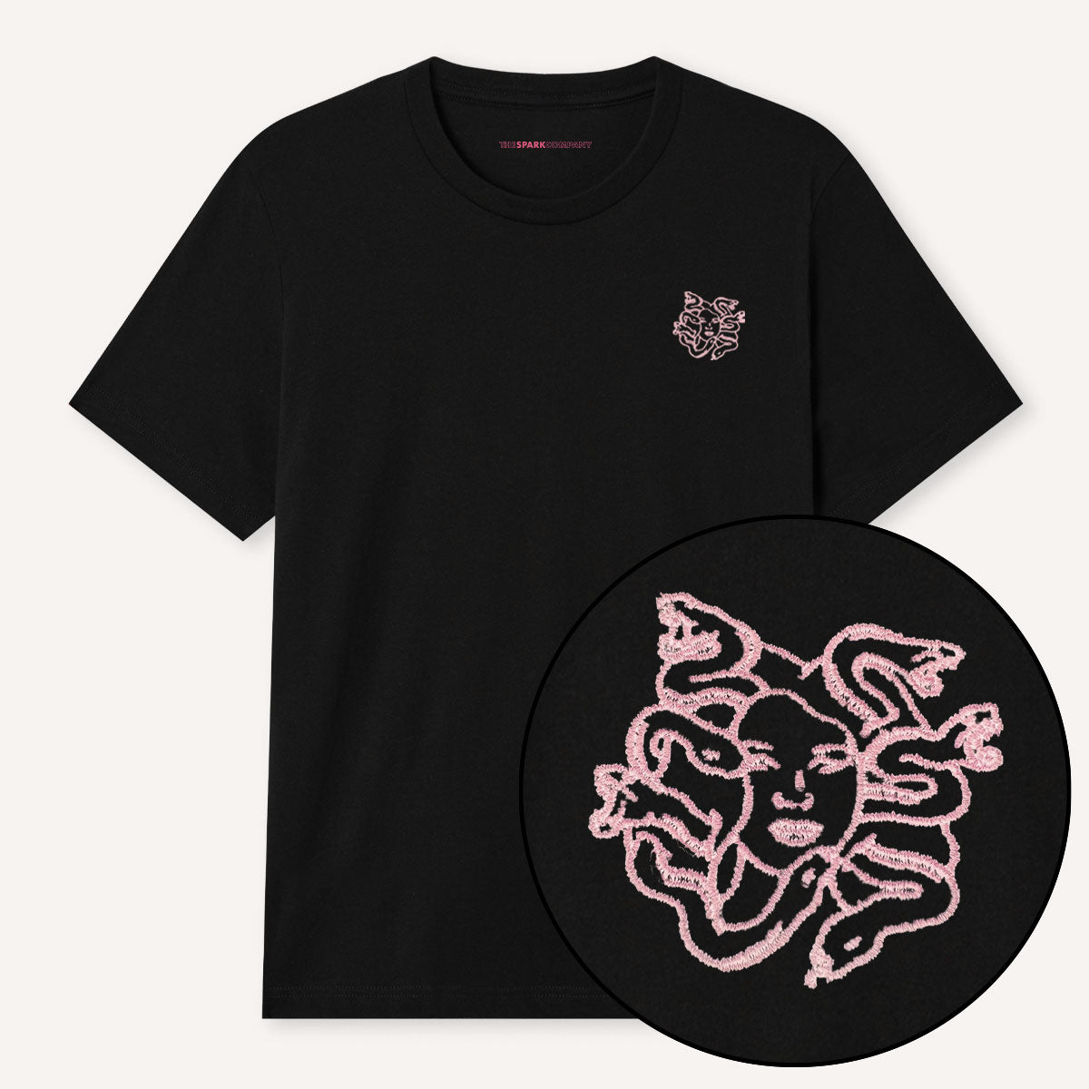 Medusa Embroidery Detail T-Shirt-Feminist Apparel, Feminist Clothing, Feminist T Shirt, BC3001-The Spark Company