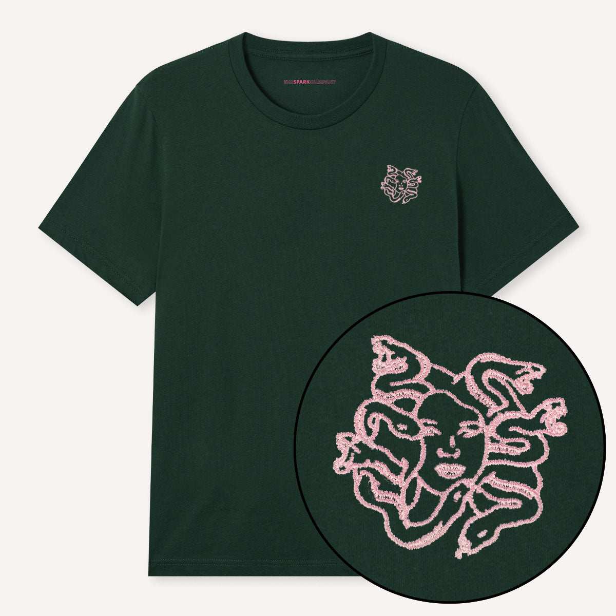 Medusa Embroidery Detail T-Shirt-Feminist Apparel, Feminist Clothing, Feminist T Shirt, BC3001-The Spark Company
