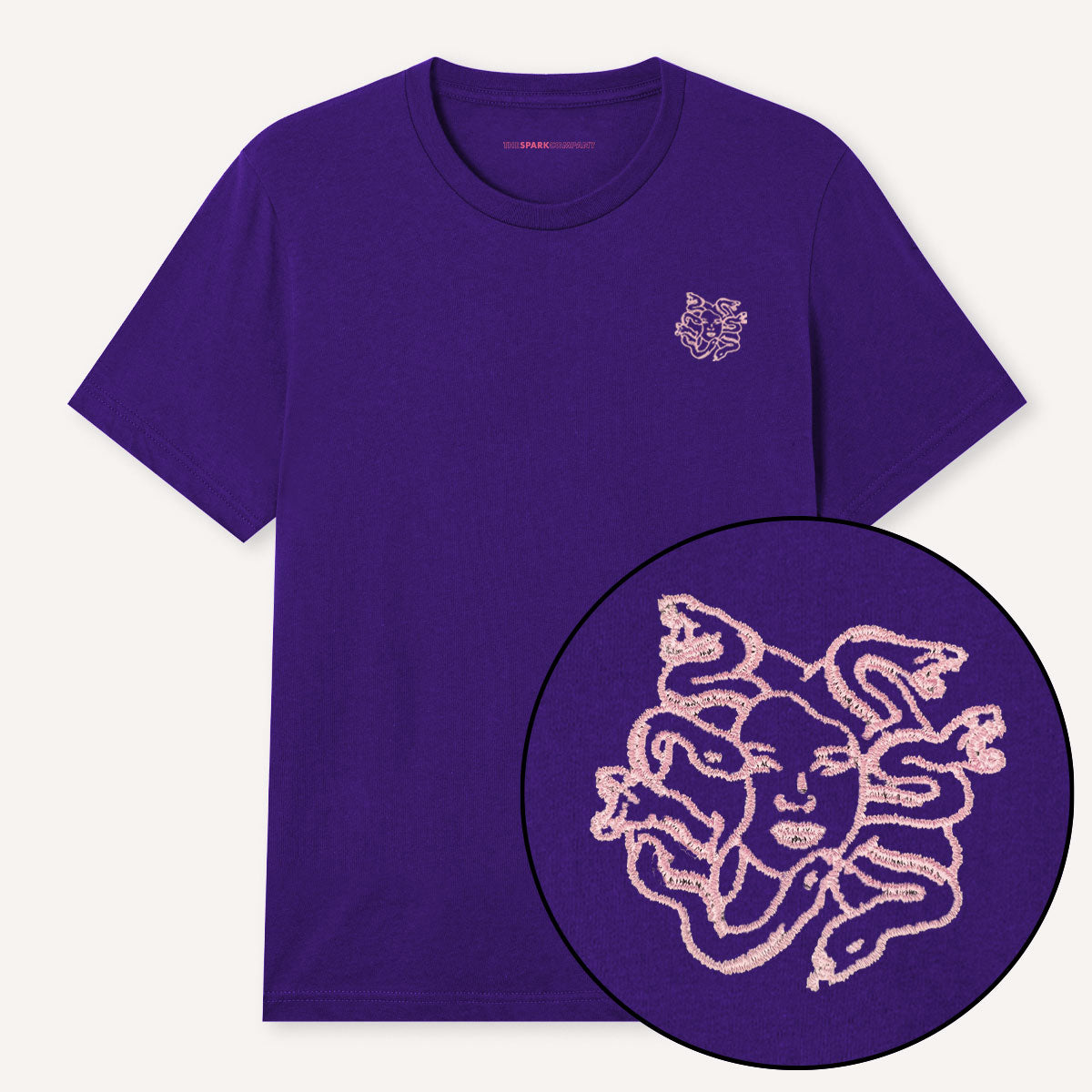 Medusa Embroidery Detail T-Shirt-Feminist Apparel, Feminist Clothing, Feminist T Shirt, BC3001-The Spark Company