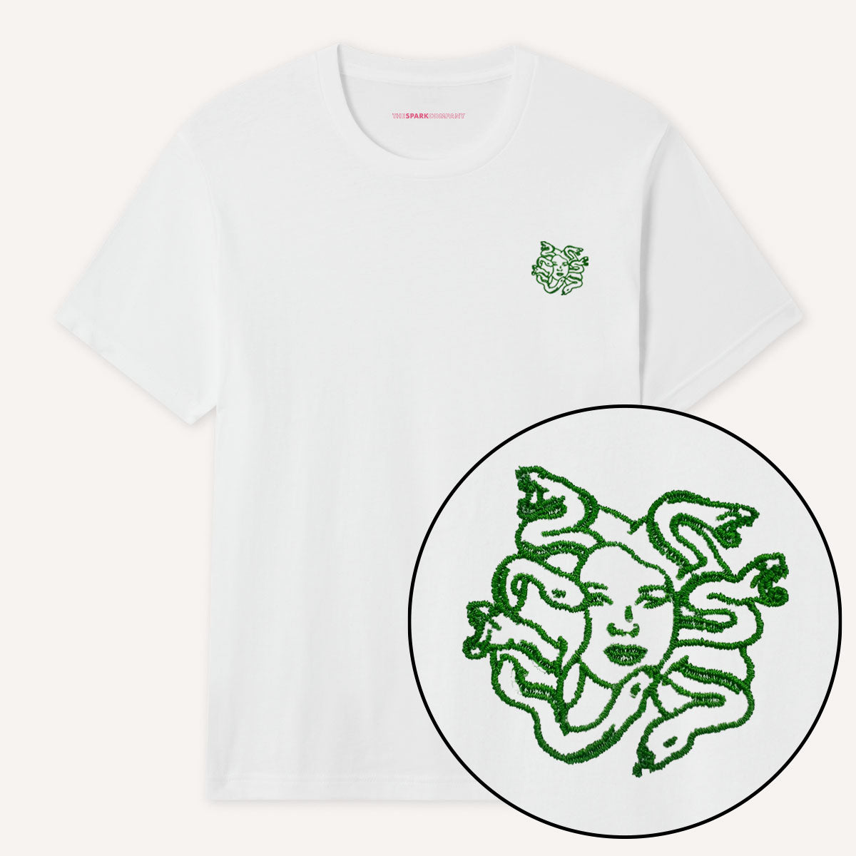 Medusa Embroidery Detail T-Shirt-Feminist Apparel, Feminist Clothing, Feminist T Shirt, BC3001-The Spark Company