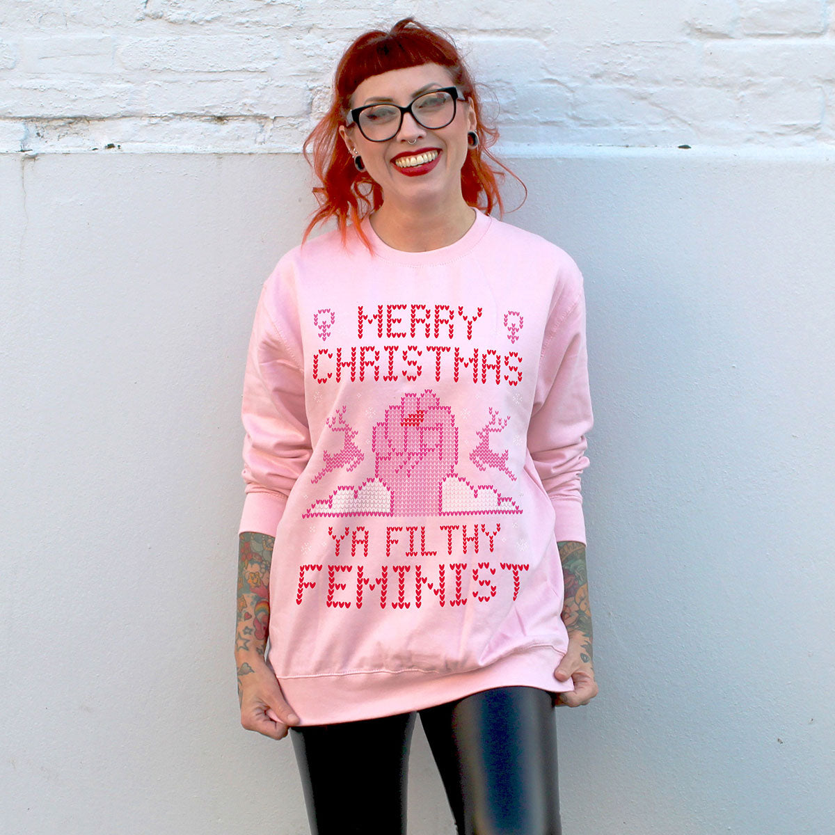 Merry Christmas Ya Filthy Feminist Ugly Christmas Jumper-Feminist Apparel, Feminist Clothing, Feminist Sweatshirt, JH030-The Spark Company