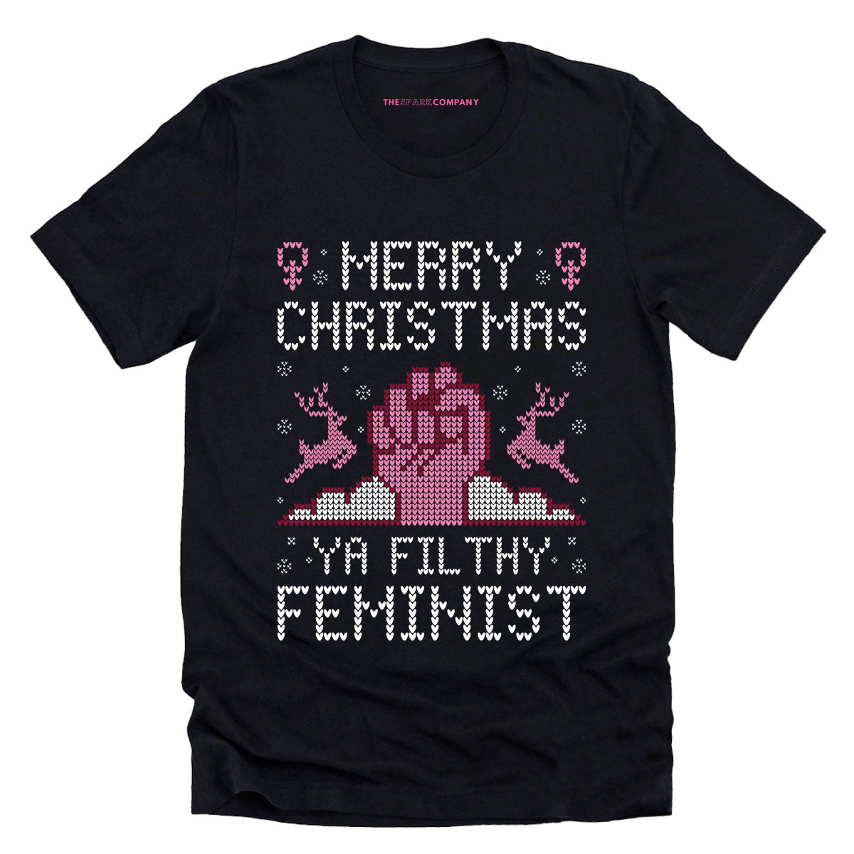 Merry Christmas Ya Filthy Feminist Ugly Christmas T-Shirt-Feminist Apparel, Feminist Clothing, Feminist T Shirt, BC3001-The Spark Company