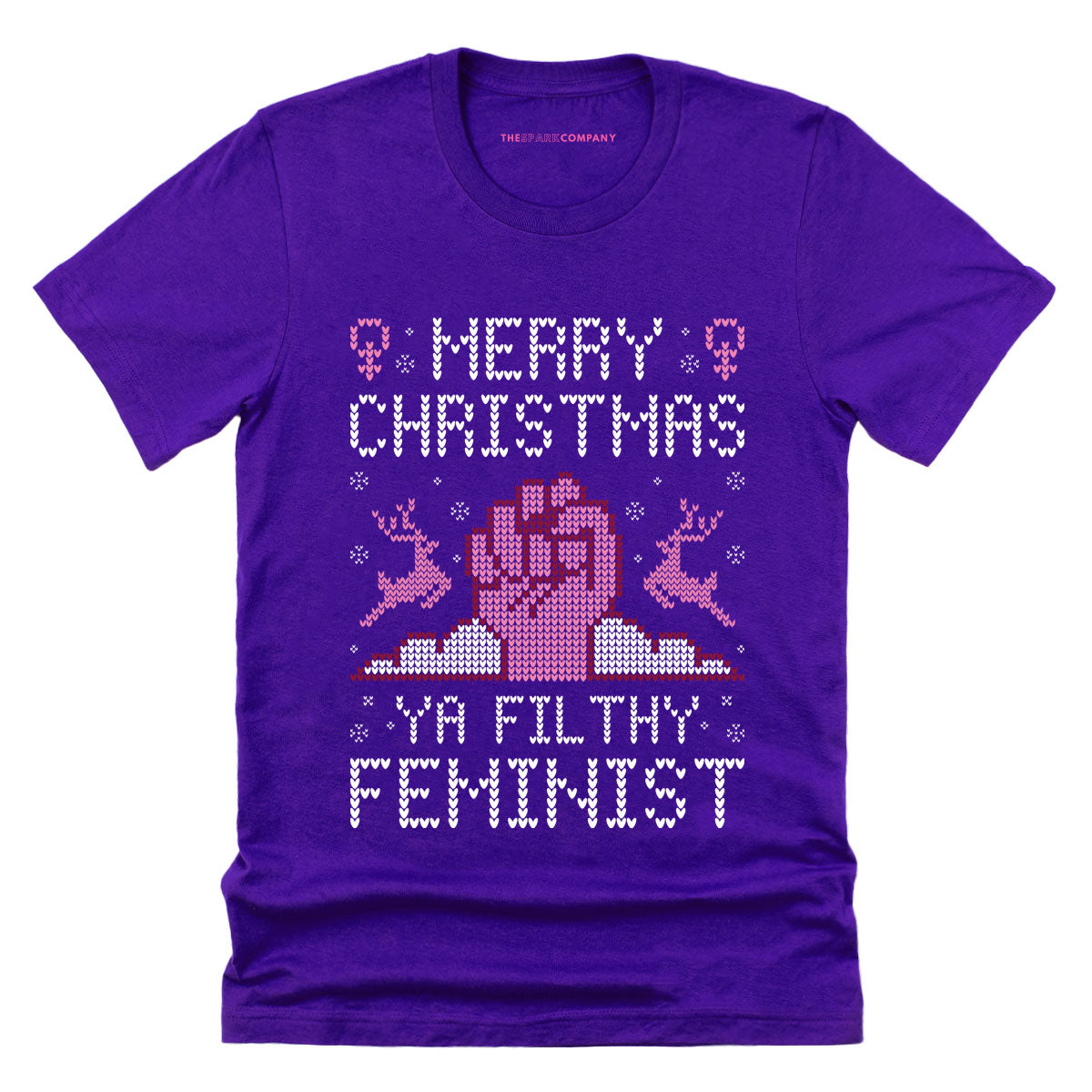 Merry Christmas Ya Filthy Feminist Ugly Christmas T-Shirt-Feminist Apparel, Feminist Clothing, Feminist T Shirt, BC3001-The Spark Company