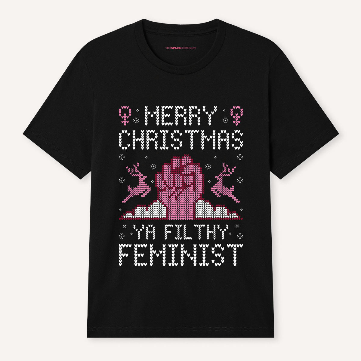Merry Christmas Ya Filthy Feminist Ugly Christmas T-Shirt-Feminist Apparel, Feminist Clothing, Feminist T Shirt, BC3001-The Spark Company