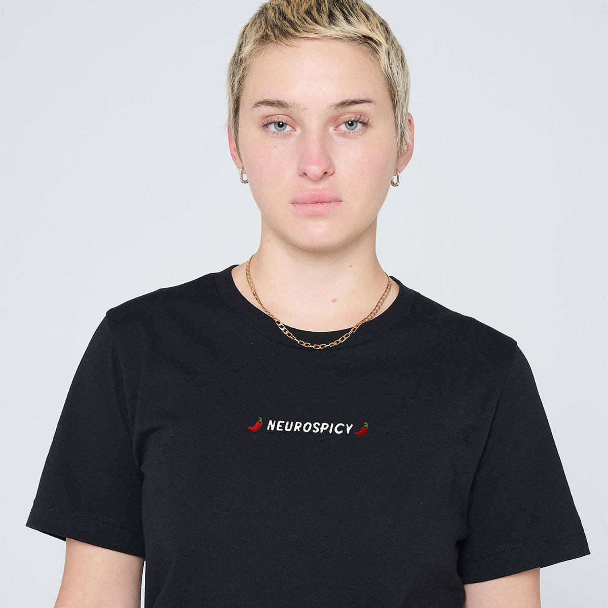 Neurospicy Embroidered T-Shirt-Feminist Apparel, Feminist Clothing, Feminist T Shirt, BC3001-The Spark Company