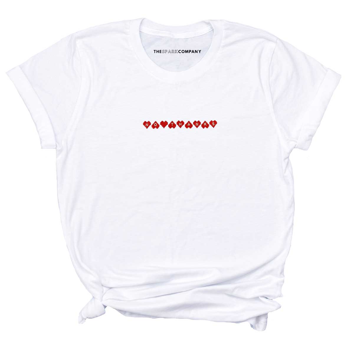 No Thanks Embroidered T-Shirt-Feminist Apparel, Feminist Clothing, Feminist T Shirt-The Spark Company