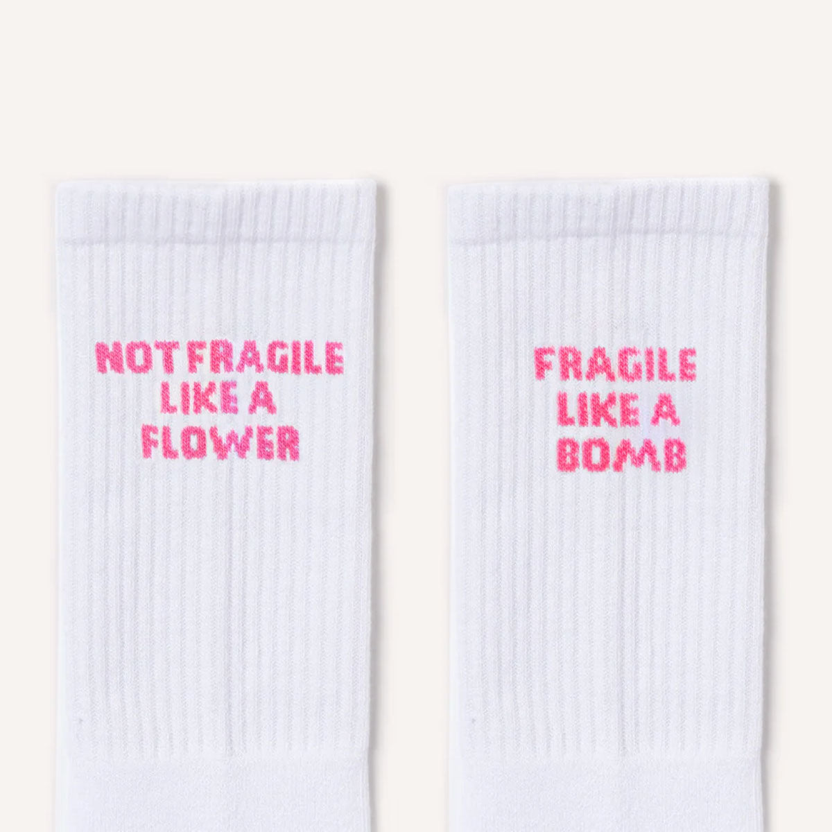 Not Fragile Like A Flower, Fragile Like A Bomb Socks-Feminist Apparel, Feminist Clothing, Feminist Socks-The Spark Company