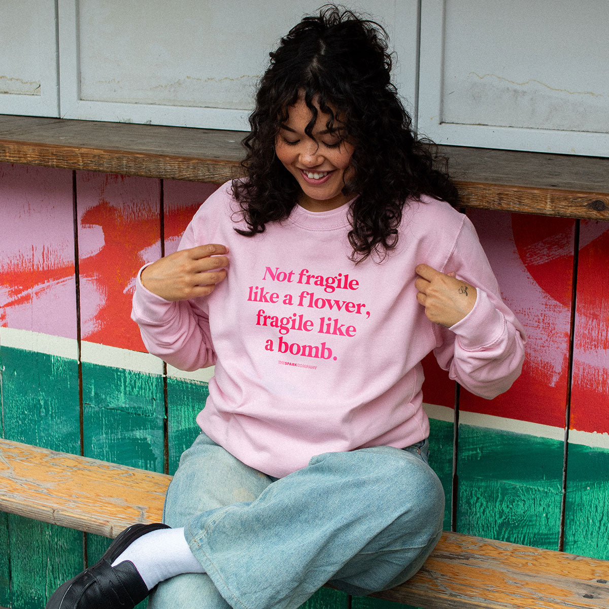 Not Fragile Like A Flower, Fragile Like A Bomb Sweatshirt-Feminist Apparel, Feminist Clothing, Feminist Sweatshirt, JH030-The Spark Company