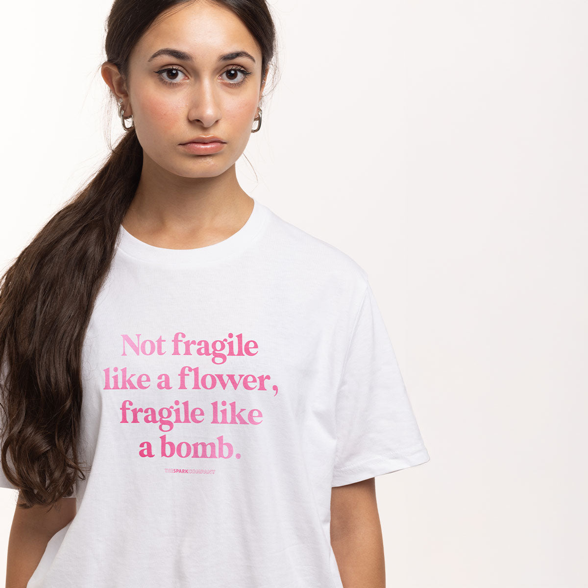 Not Fragile Like A Flower, Fragile Like A Bomb T-Shirt-Feminist Apparel, Feminist Clothing, Feminist T Shirt, BC3001-The Spark Company