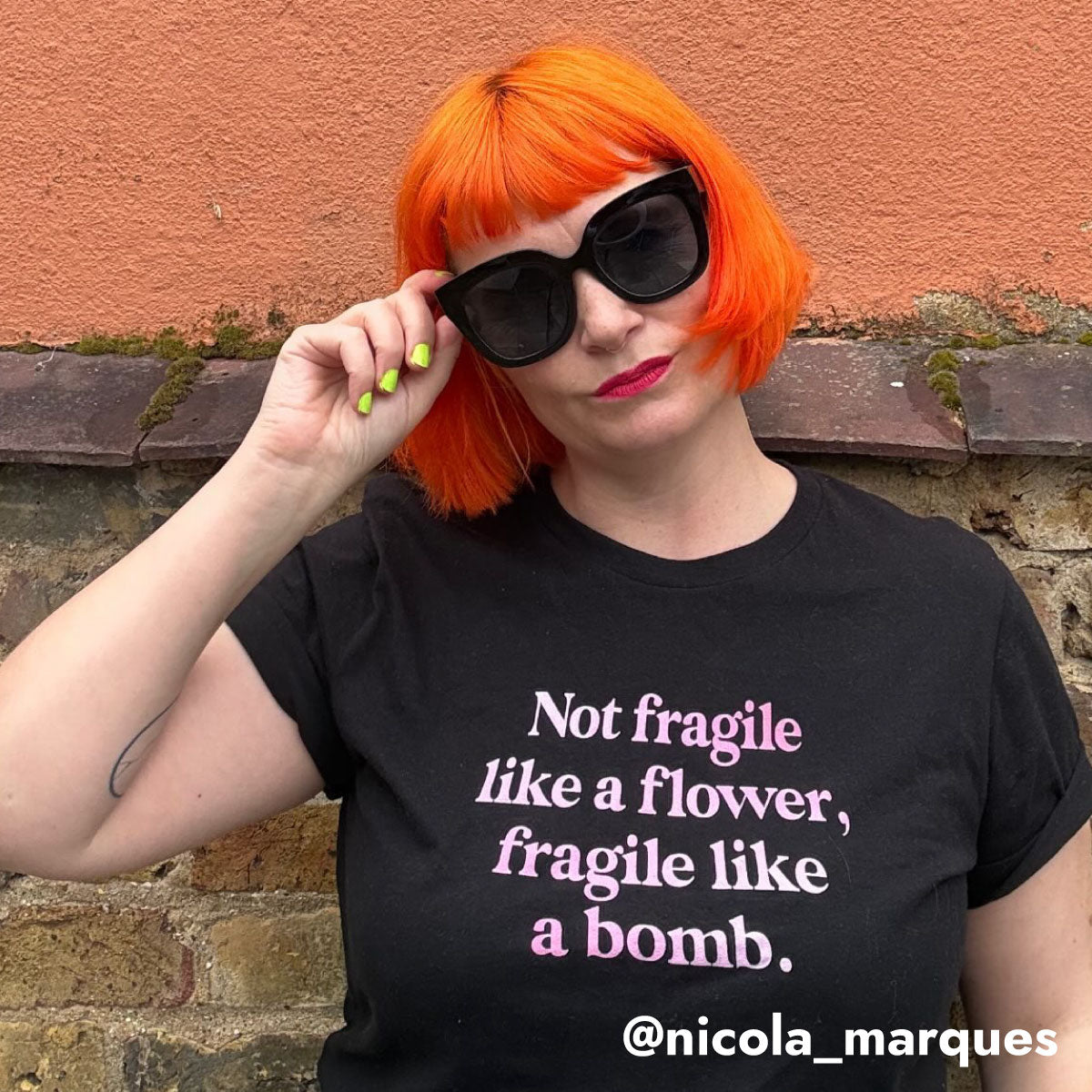 Not Fragile Like A Flower, Fragile Like A Bomb T-Shirt-Feminist Apparel, Feminist Clothing, Feminist T Shirt, BC3001-The Spark Company