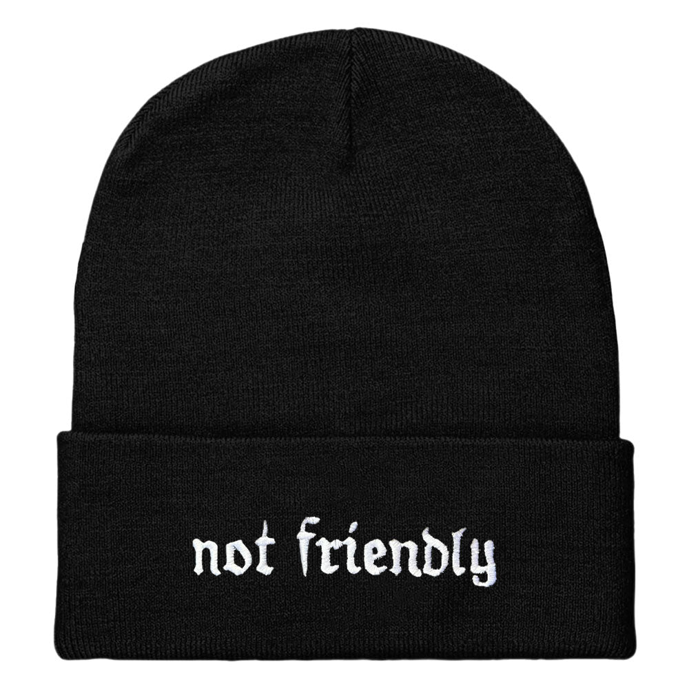 Not Friendly Embroidered Beanie Hat-Feminist Apparel, Feminist Gift, Feminist Cuffed Beanie Hat, BB45-The Spark Company