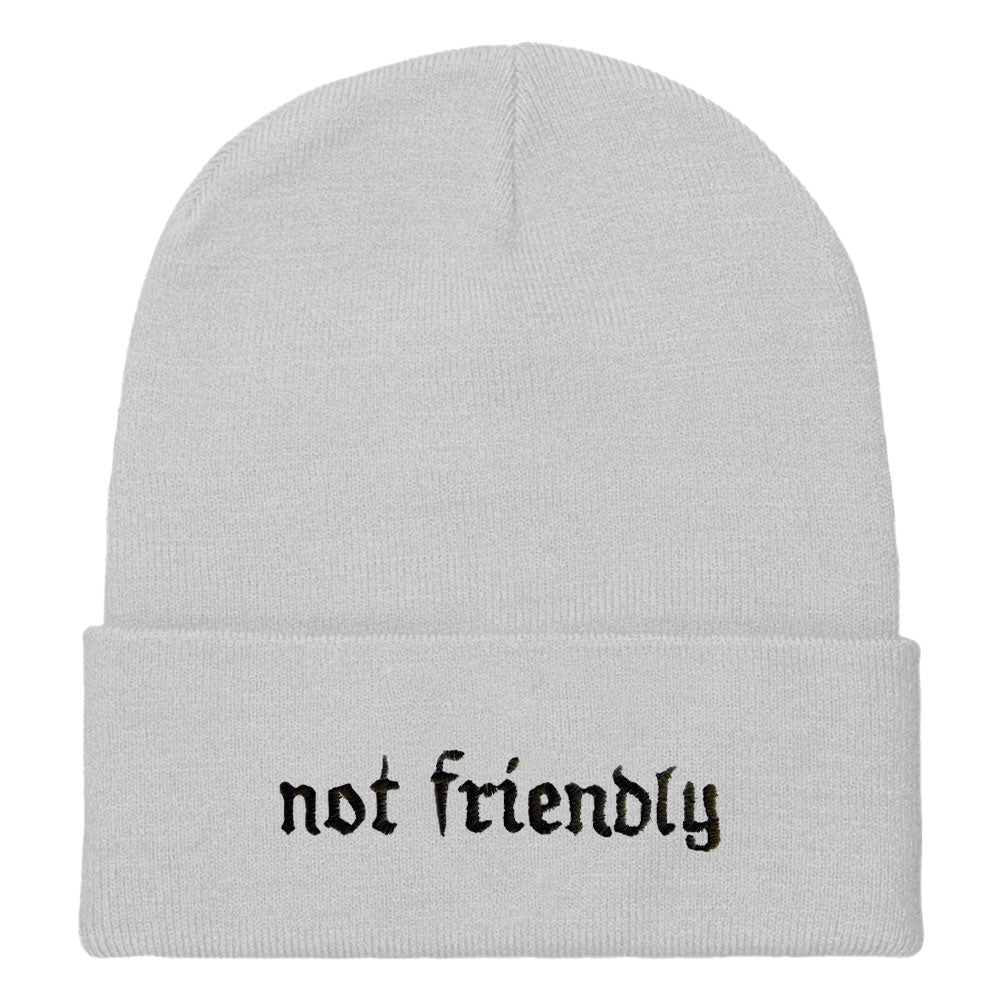 Not Friendly Embroidered Beanie Hat-Feminist Apparel, Feminist Gift, Feminist Cuffed Beanie Hat, BB45-The Spark Company