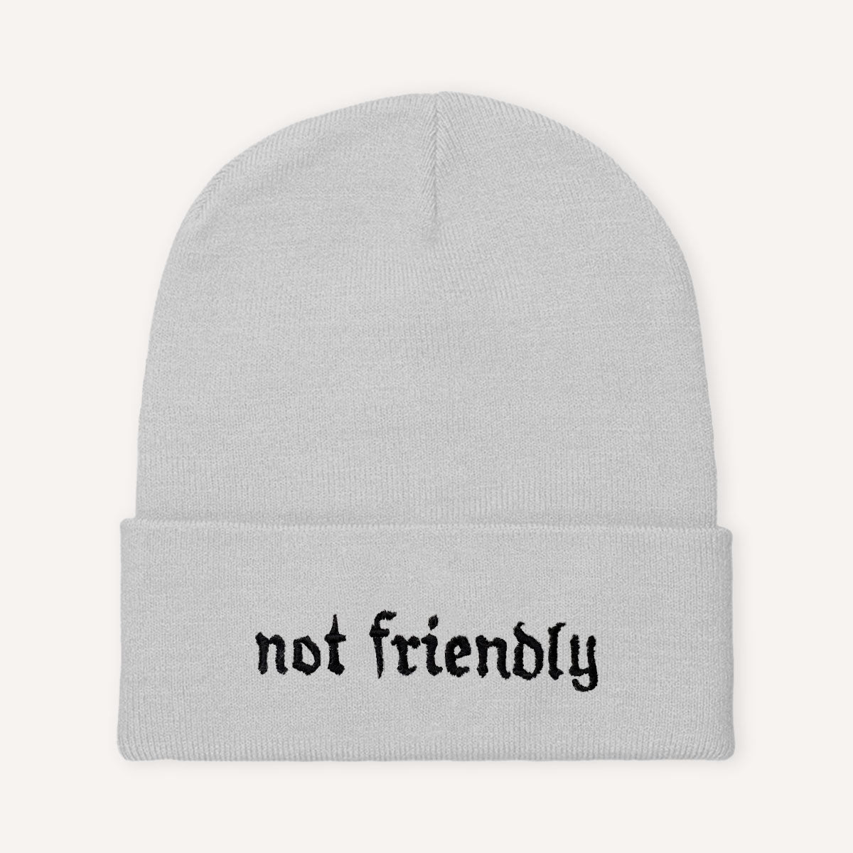 Not Friendly Embroidered Beanie Hat-Feminist Apparel, Feminist Gift, Feminist Cuffed Beanie Hat, BB45-The Spark Company