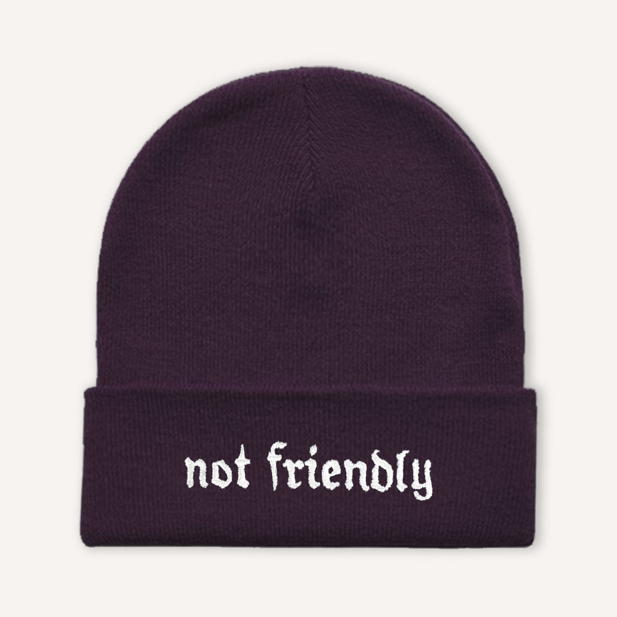 Not Friendly Embroidered Beanie Hat-Feminist Apparel, Feminist Gift, Feminist Cuffed Beanie Hat, BB45-The Spark Company
