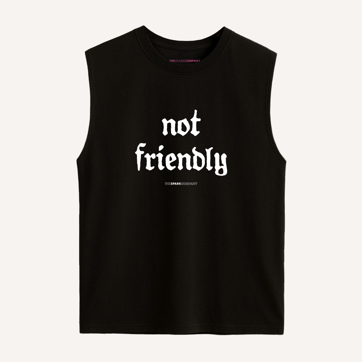 Not Friendly Sleeveless T-Shirt-Feminist Apparel, Feminist Clothing, Feminist Sleeveless T Shirt, EP01S-The Spark Company