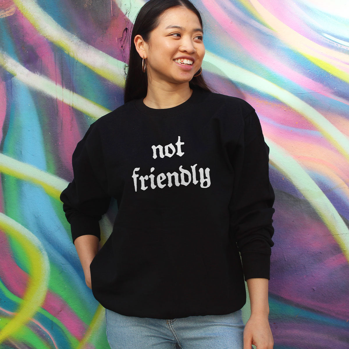 Not Friendly Sweatshirt-Feminist Apparel, Feminist Clothing, Feminist Sweatshirt, JH030-The Spark Company