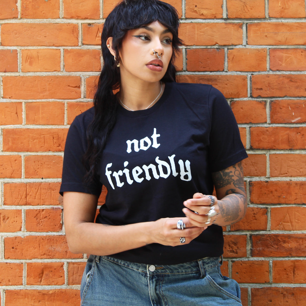 Not Friendly T-Shirt-Feminist Apparel, Feminist Clothing, Feminist T Shirt, BC3001-The Spark Company