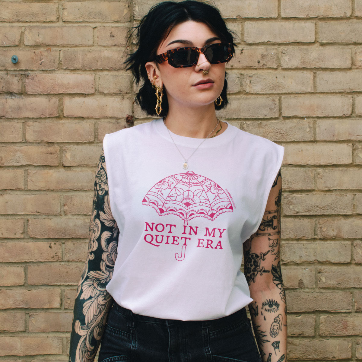 Not In My Quiet Era Sleeveless T-Shirt-Feminist Apparel, Feminist Clothing, Feminist Sleeveless T Shirt, EP01S-The Spark Company
