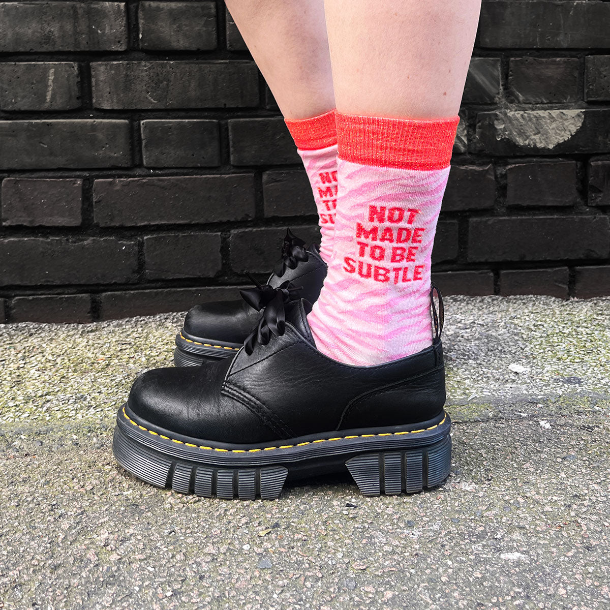 Not Made To Be Subtle Glitter Socks-Feminist Apparel, Feminist Clothing, Feminist Socks-The Spark Company
