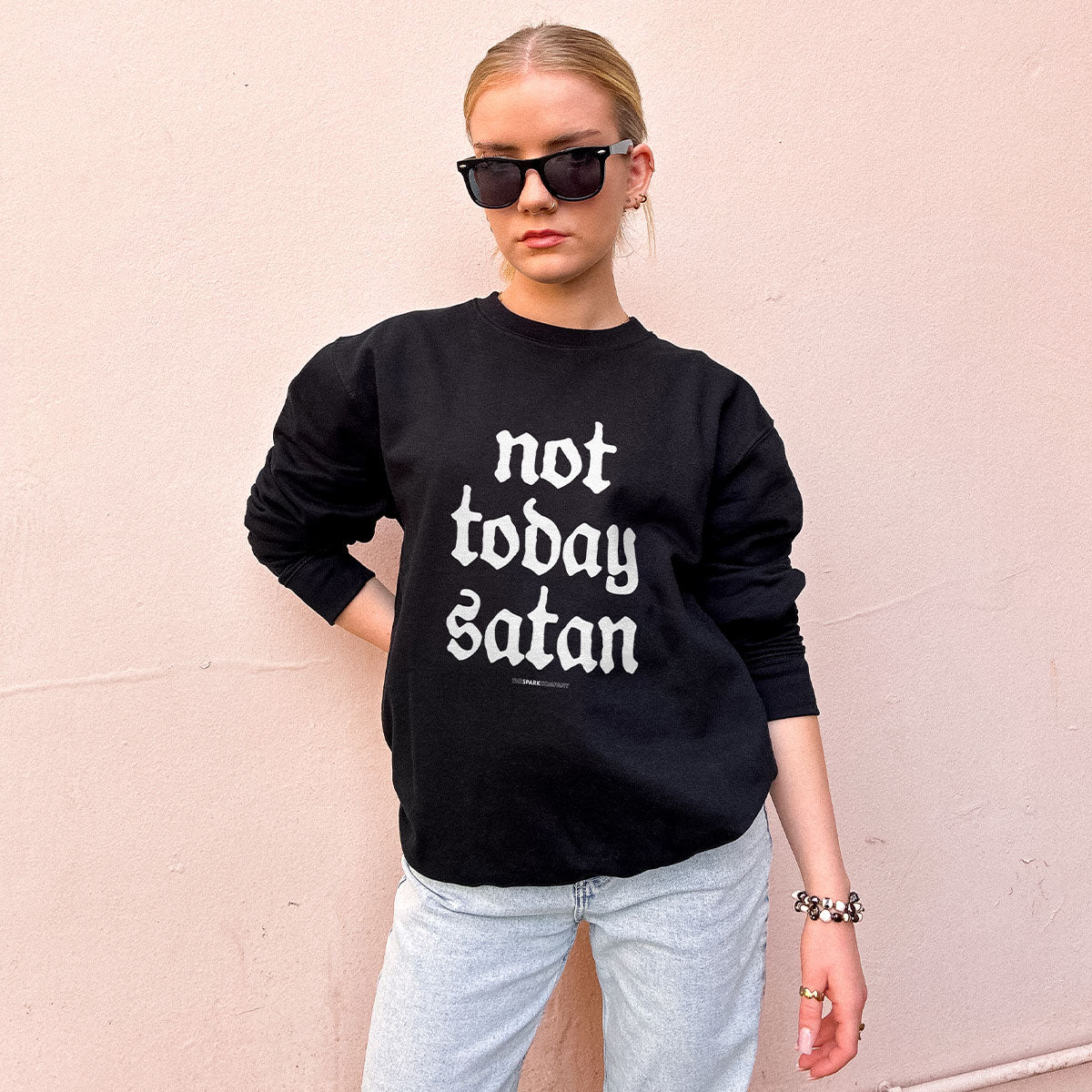 Not Today Satan Sweatshirt-Feminist Apparel, Feminist Clothing, Feminist Sweatshirt, JH030-The Spark Company