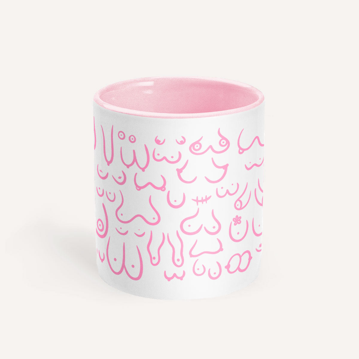 Pink Boobs Mug-Feminist Apparel, Feminist Gift, Feminist Coffee Mug, 11oz White Ceramic-The Spark Company