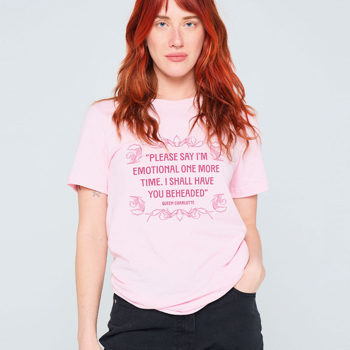 Please Say I’m Emotional One More Time I Shall Have You Beheaded T-Shirt-Feminist Apparel, Feminist Clothing, Feminist T Shirt, BC3001-The Spark Company
