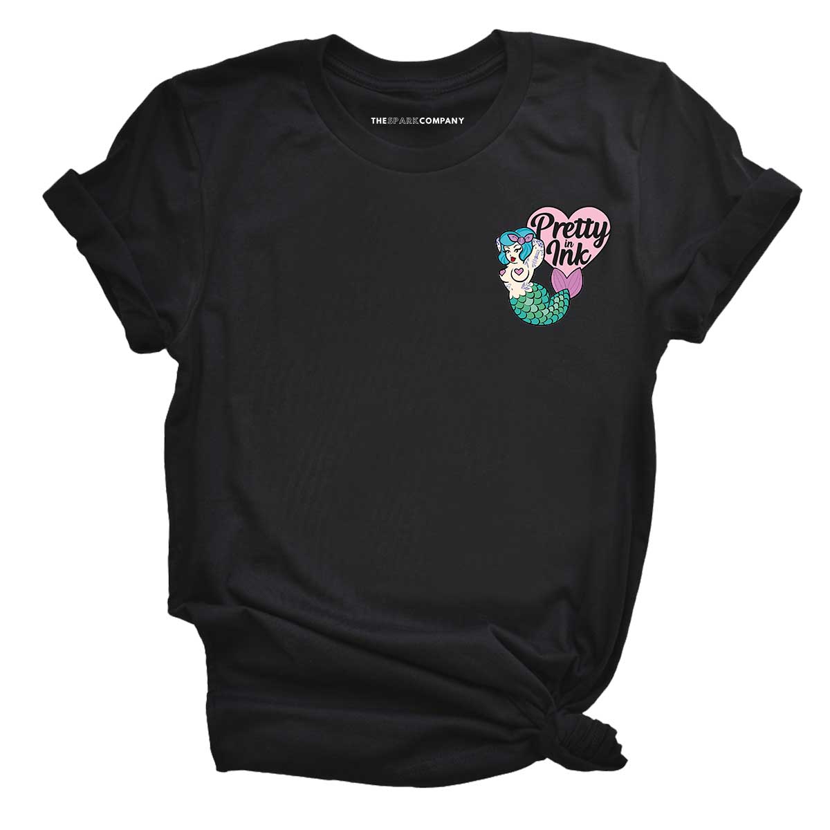 Pretty In Ink Collab Mermaid Pocket T-Shirt-Feminist Apparel, Feminist Clothing, Feminist T Shirt, BC3001-The Spark Company
