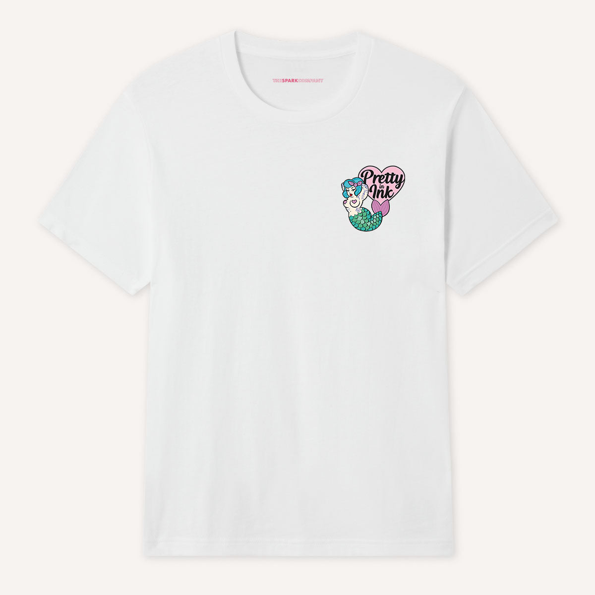 Pretty In Ink Collab Mermaid Pocket T-Shirt-Feminist Apparel, Feminist Clothing, Feminist T Shirt, BC3001-The Spark Company